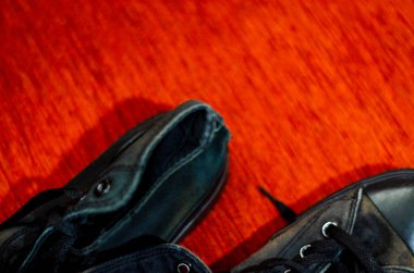 Ragged Black Stylish Shoes, Vintage Black Stylish Shoes