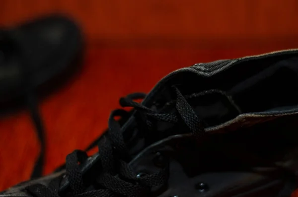 ラッグブラックスタイリッシュな靴 ヴィンテージブラックスタイリッシュな靴 — ストック写真