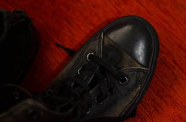 Ragged Black Stylish Shoes, Vintage Black Stylish Shoes