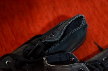 Ragged Black Stylish Shoes, Vintage Black Stylish Shoes