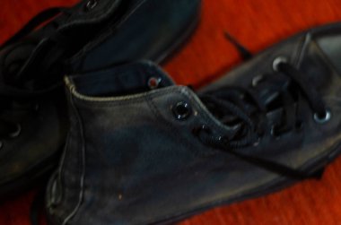 Ragged Black Stylish Shoes, Vintage Black Stylish Shoes