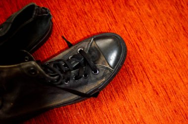 Ragged Black Stylish Shoes, Vintage Black Stylish Shoes