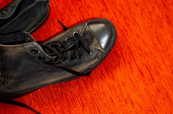 Sapatos Elegantes Pretos Ásperos Sapatos Elegantes Pretos Vintage — Fotografia de Stock