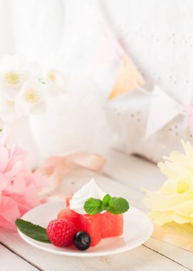 Karpuz yıldız çilek ve dondurma, doğum günü dekorasyon ile