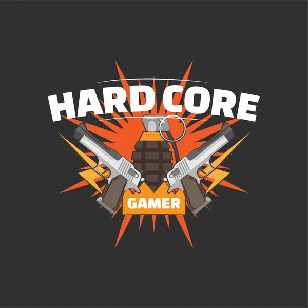 Σκληρός πυρήνας gamer λογότυπο — Διανυσματικό Αρχείο