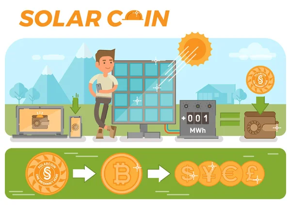 Ilustração do conceito de moeda solar —  Vetores de Stock