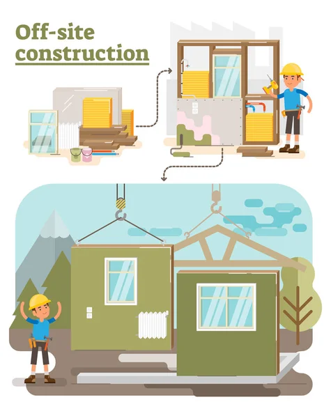 Off Site Construction — Stock Vector