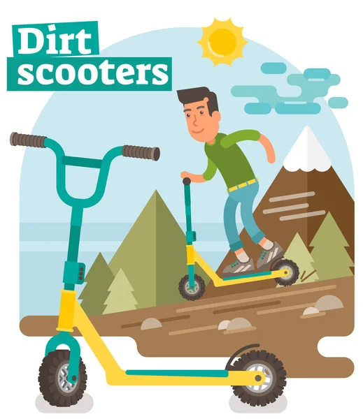 Sujeira Scooter ilustração — Vetor de Stock