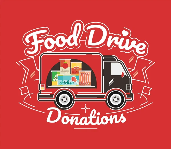 Food Drive charity movement, vector illustration — Stock Vector