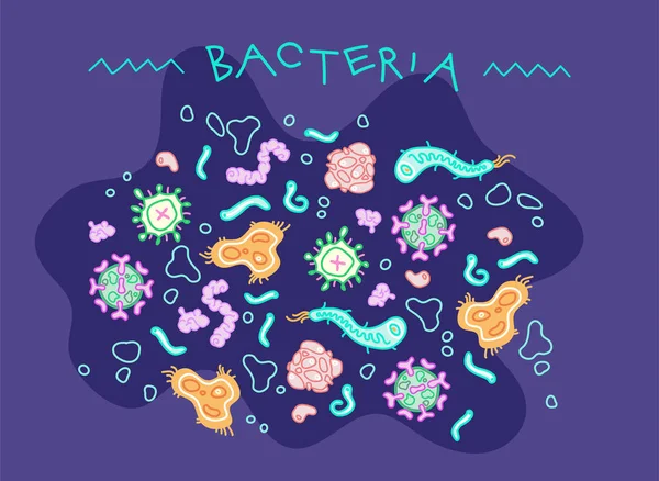 Ilustração de microrganismos bacterianos — Vetor de Stock