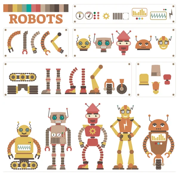 Kit de coleta de peças de robô vetorial ilustrado — Vetor de Stock