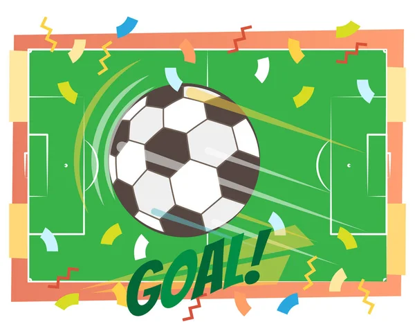 Fútbol META concepto vector ilustración con bola voladora — Vector de stock