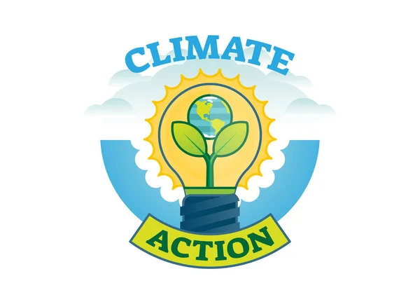 Δράση για το κλίμα, την αλλαγή του κλίματος κινήματος διάνυσμα λογότυπο badge — Διανυσματικό Αρχείο