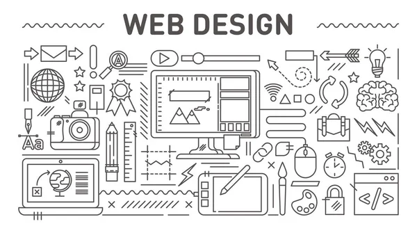Концепція веб-дизайну, ілюстрація стилю векторної лінії — стоковий вектор