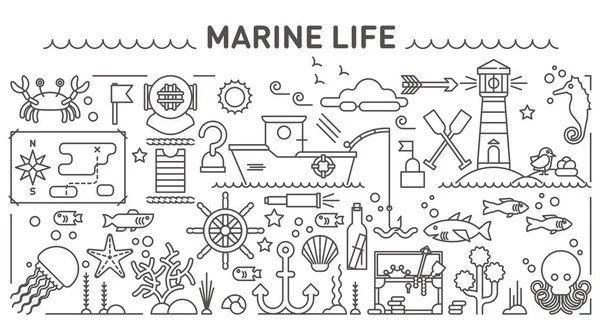 Illustrazioni sul concetto di vita marina — Vettoriale Stock