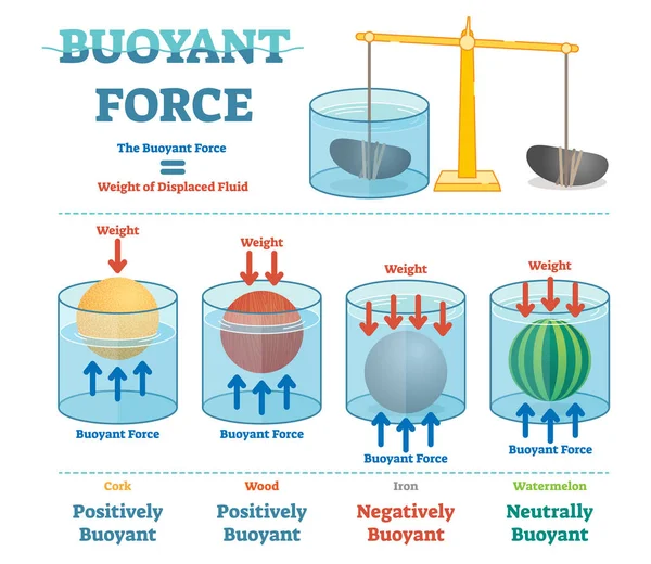 Uitbundige dwingen, illustratieve educatieve natuurkunde diagram. — Stockvector