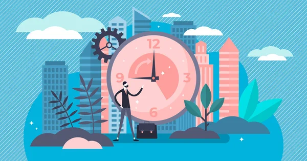 Horas de trabajo ilustración vectorial. Diminuto concepto de personas semana laboral clásica . — Vector de stock