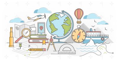 Coğrafya ana hatları konsept vektör çizimi.