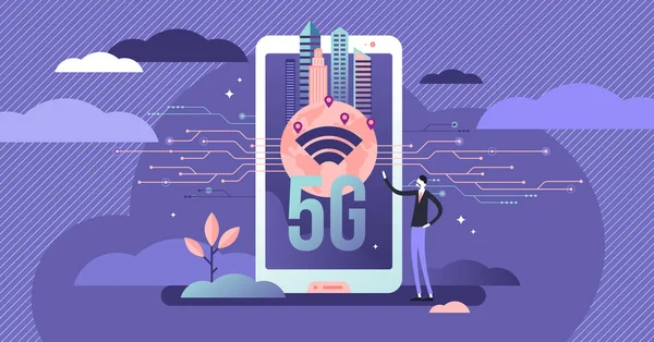 5g现代数据概念，扁平小人矢量图解 — 图库矢量图片