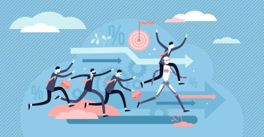 İş robotu çizimi. Düz minik teknolojik avantaj insan konsepti