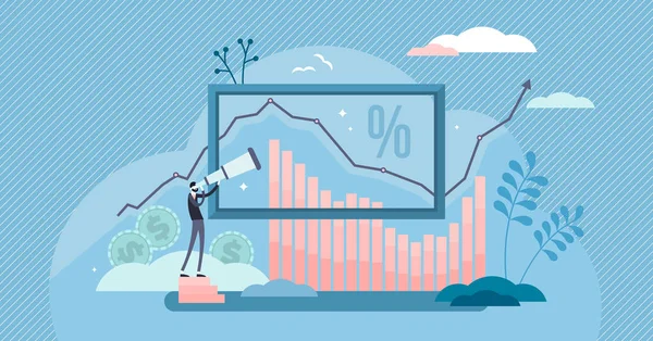 Gambaran besar ilustrasi. Inspeksi closeup data pada orang kecil konsep . - Stok Vektor