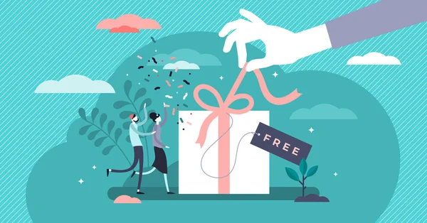 Free regalo marketing piombo magnete strategia piccola persona concetto illustrazione — Vettoriale Stock