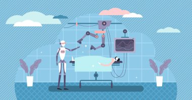 Operasyon odasında robot cerrah sistemi, düz küçük insan çizimi
