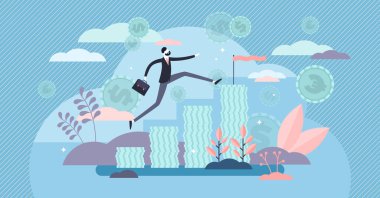 Gelir artışı konsepti, düz küçük kişi vektör çizimi