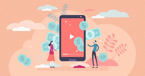 Concepto de monetización de canal de vídeo — Archivo Imágenes Vectoriales