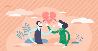 Parmakla işaret eden jest, düz küçük insanlar çift vektör çizimi