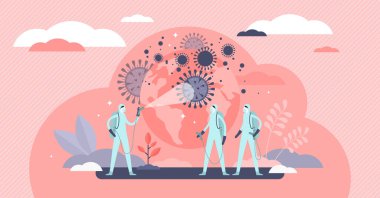 Pandemic crisis disinfection operation , flat tiny person health care workers