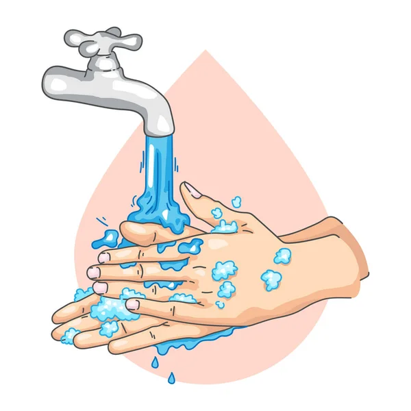 Washing hands recommended, vector illustration drawing sign — Stock vektor