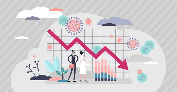 Ilustração do vetor de crise econômica. Recessão financeira conceito de pessoas minúsculas . — Vetor de Stock