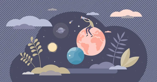 Exploratie van levensvector illustratie. Onderzoek levensstijl kleine personen concept — Stockvector