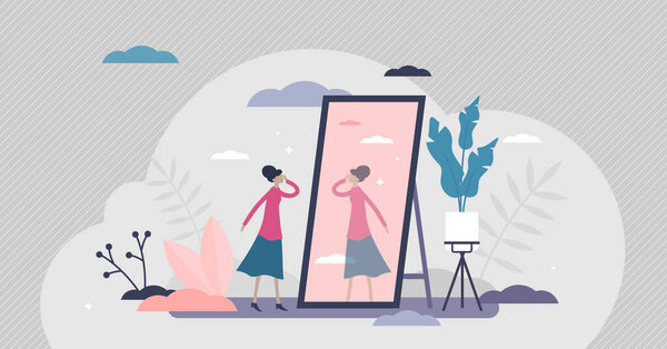 Концепция самопоглощения, плоская векторная иллюстрация человека
