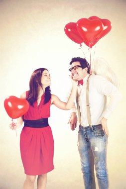 bir erkek olarak romantik bir melek rüya aşık kadın