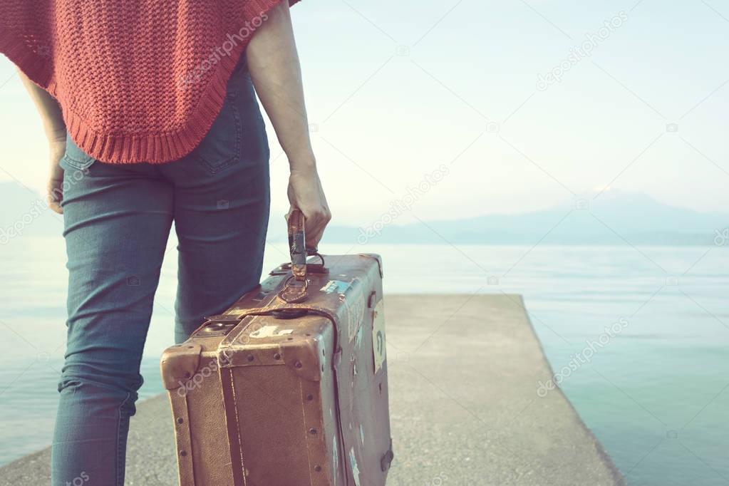 Traveler woman ready to leave for her trip