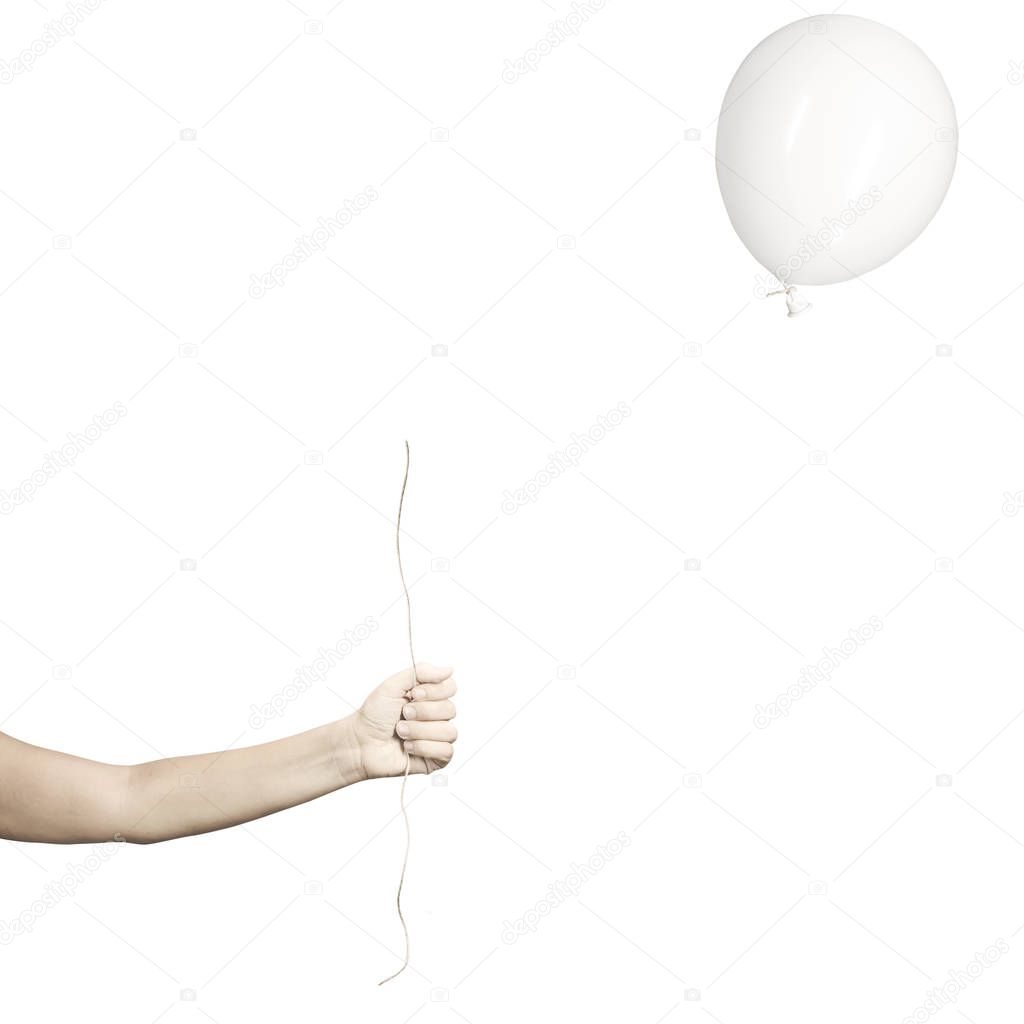 balloon breaks the rope and leaves, concept of freedom