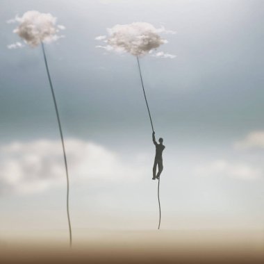 Gerçeküstü insan bulutunu gökyüzüne ulaşmak için seçer.