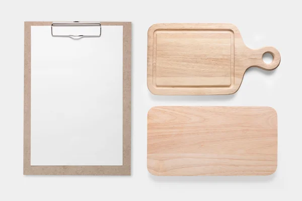 Design concept of mockup clip board and cutting board set isolated. — Stock Photo, Image