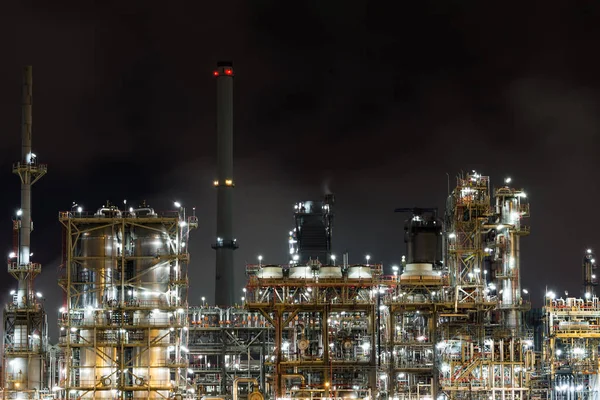 Petrokemisk Anläggning Natten — Stockfoto
