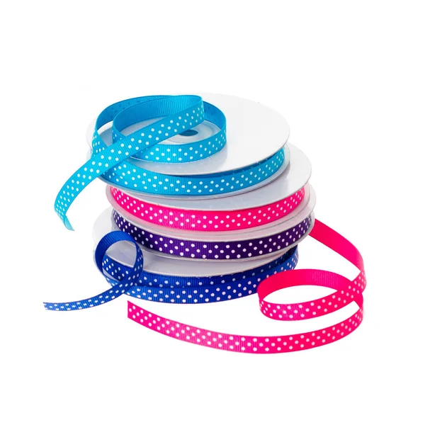 Polka dot ribbon rolls — Stock Photo, Image