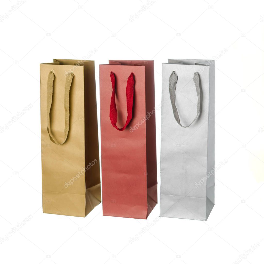 Wine bags on white background