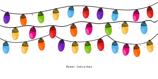 Πολύχρωμα Χριστούγεννα φως λαμπτήρα. Νέο έτος ευχετήρια κάρτα εικονογράφηση διάνυσμα — Διανυσματικό Αρχείο