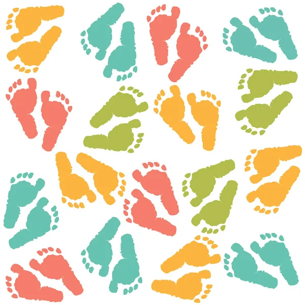 Färgglada Baby Foot Print — Stock vektor
