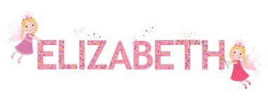 Elizabeth female name cute fairy tale vector clipart