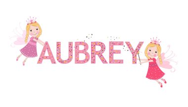 Aubrey kadın adı ile şirin peri masalı vektör