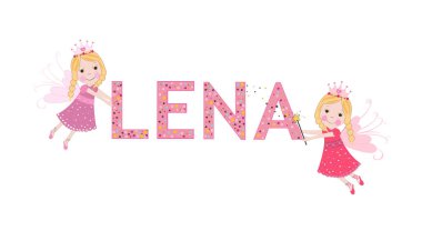 Lena kadın adı ile şirin peri masalı vektör