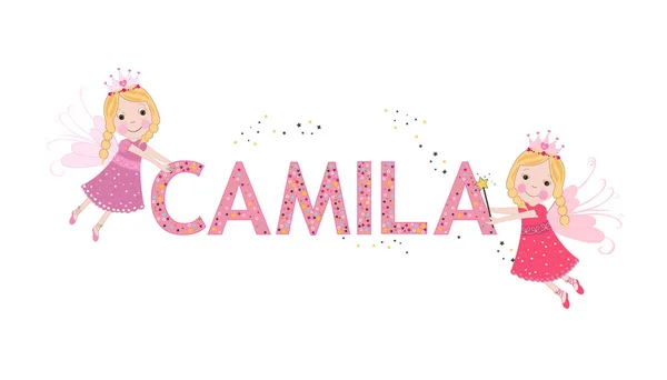 Camila női név az aranyos tündér mese — Stock Vector