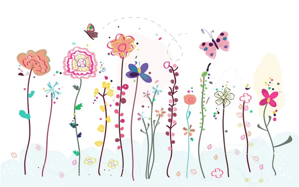 Abstract colorful spring flowers vector illustration background — Stock Vector